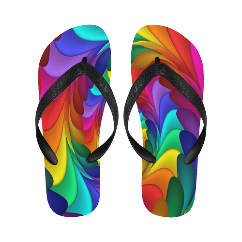 RAINBOW CANDY SWIRL Flip Flops for Men/Women (Model 040)