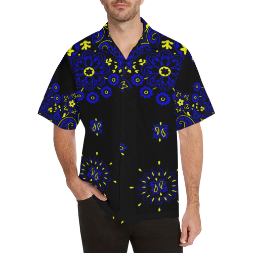 blue yellow bandana version 2 Hawaiian Shirt (Model T58)