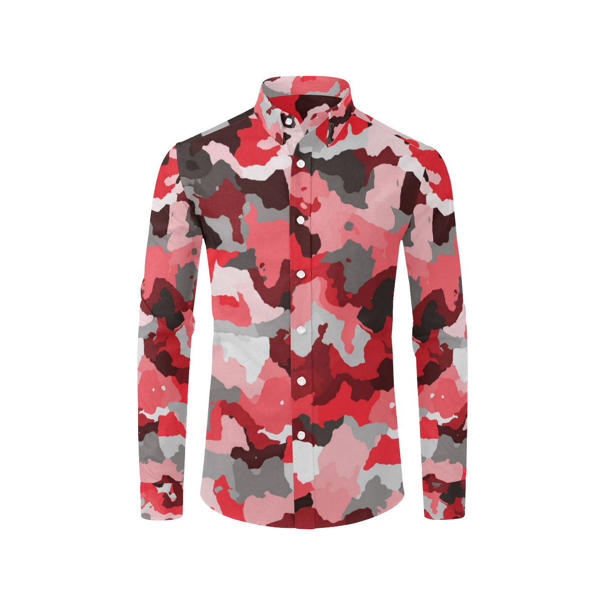 camouflage red,black Men's All Over Print Casual Dress Shirt (Model T61)
