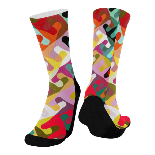 Colorful shapes Mid-Calf Socks (Black Sole)
