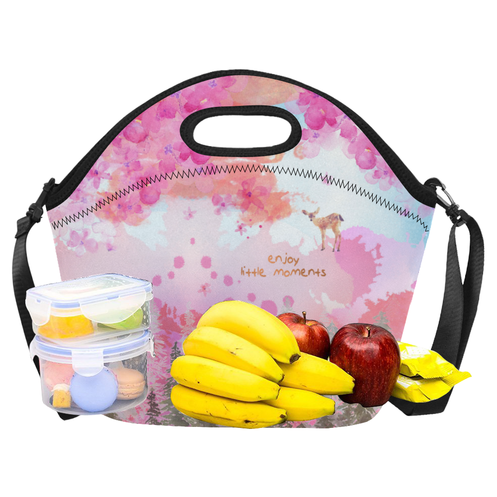 Little Deer in the Magic Pink Forest Neoprene Lunch Bag/Large (Model 1669)