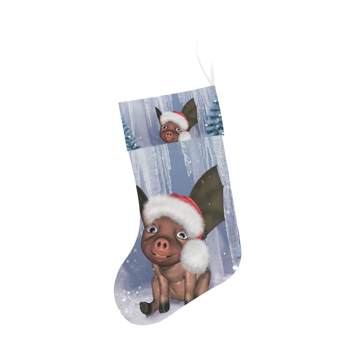 Christmas, cute little piglet with christmas hat Christmas Stocking