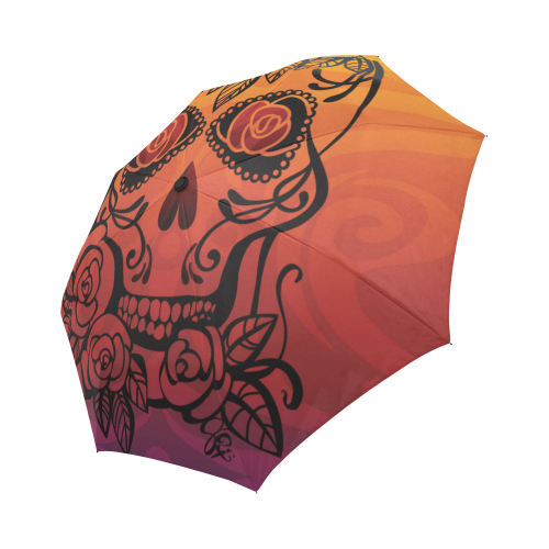 Sunset-Sugar-Skull Umbrella Auto-Foldable Umbrella (Model U04)
