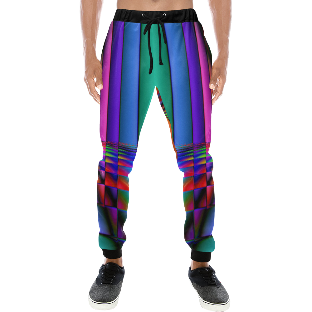 Rainbow Lines Men's All Over Print Sweatpants (Model L11)
