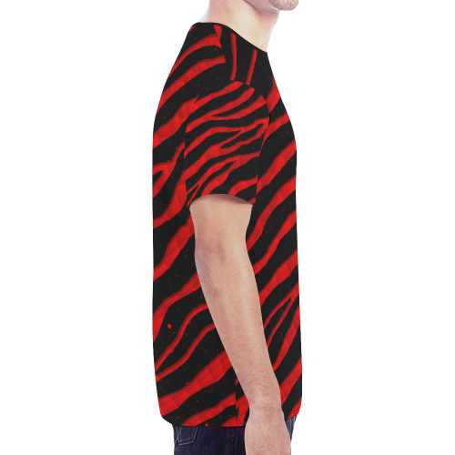 Ripped SpaceTime Stripes - Red New All Over Print T-shirt for Men (Model T45)