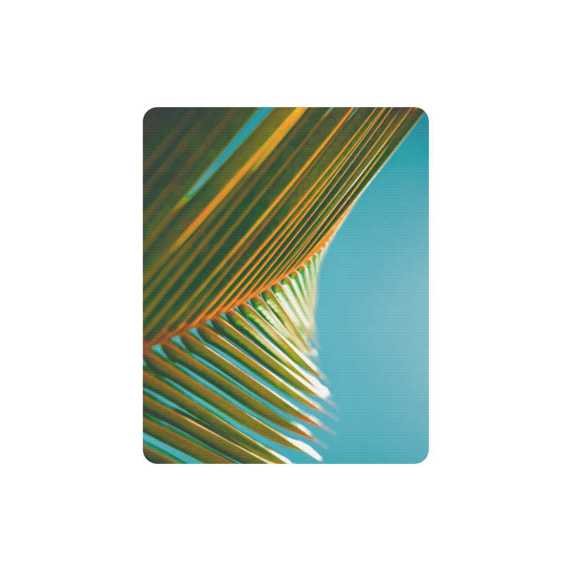 Plant leaves in orange and green, blue skies photo Rectangle Mousepad