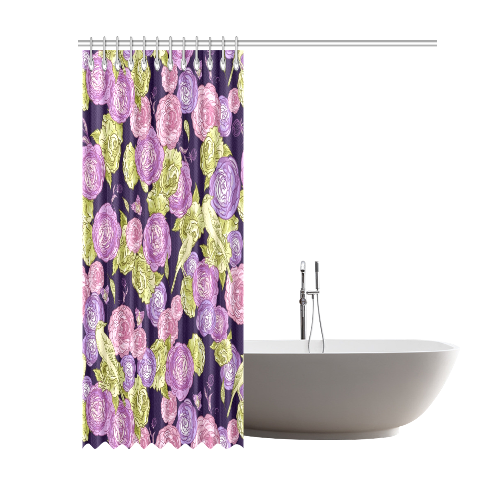 Pink and Purple Tea Roses Shower Curtain 69"x84"