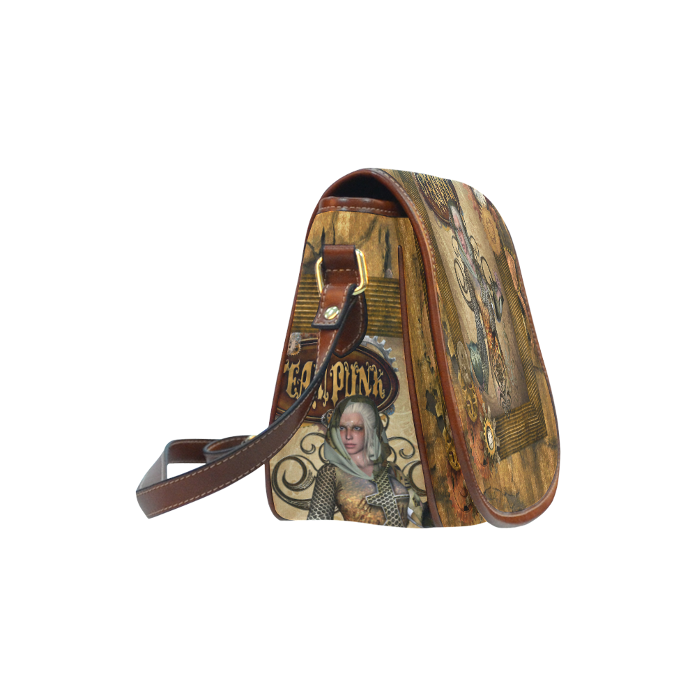 Steampunk lady with owl Saddle Bag/Large (Model 1649)