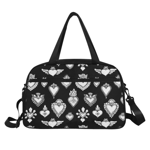 SACRED HEART - EX VOTO - Black and White Fitness Handbag (Model 1671)