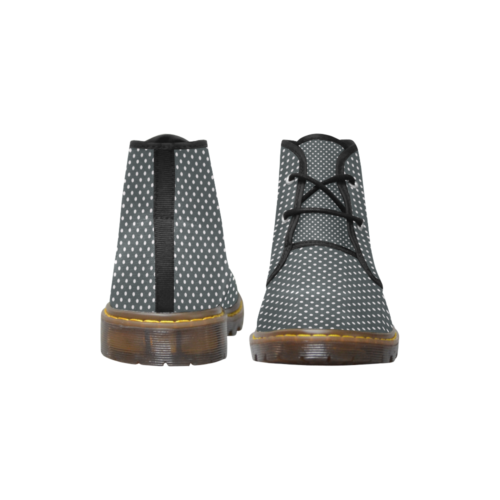 Silver polka dots Women's Canvas Chukka Boots/Large Size (Model 2402-1)