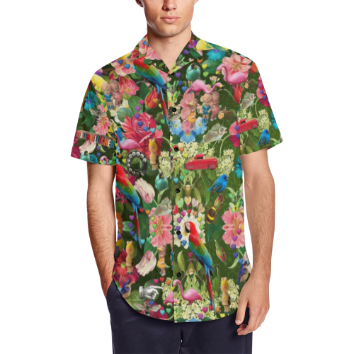 Is it Springtime Yet? Men's Short Sleeve Shirt with Lapel Collar (Model T54)