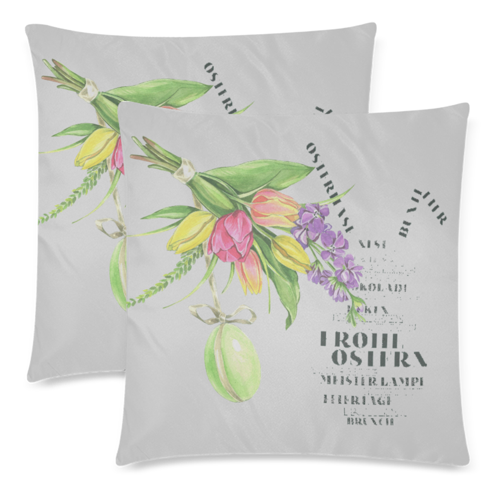 Frohe Ostern Custom Zippered Pillow Cases 18"x 18" (Twin Sides) (Set of 2)