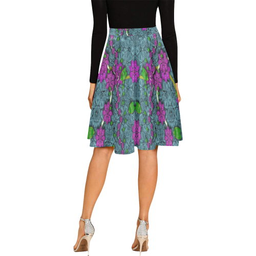 the most beautiful flower forest on earth Melete Pleated Midi Skirt (Model D15)