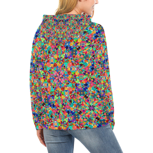 Multicolored Geometric Pattern All Over Print Hoodie for Women (USA Size) (Model H13)