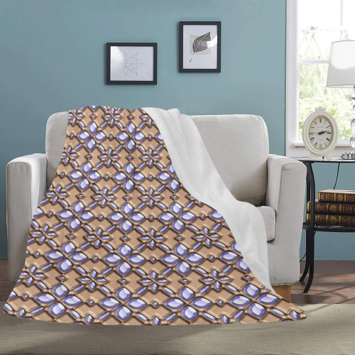 Blue glass pattern in brown background. Ultra-Soft Micro Fleece Blanket 54''x70''