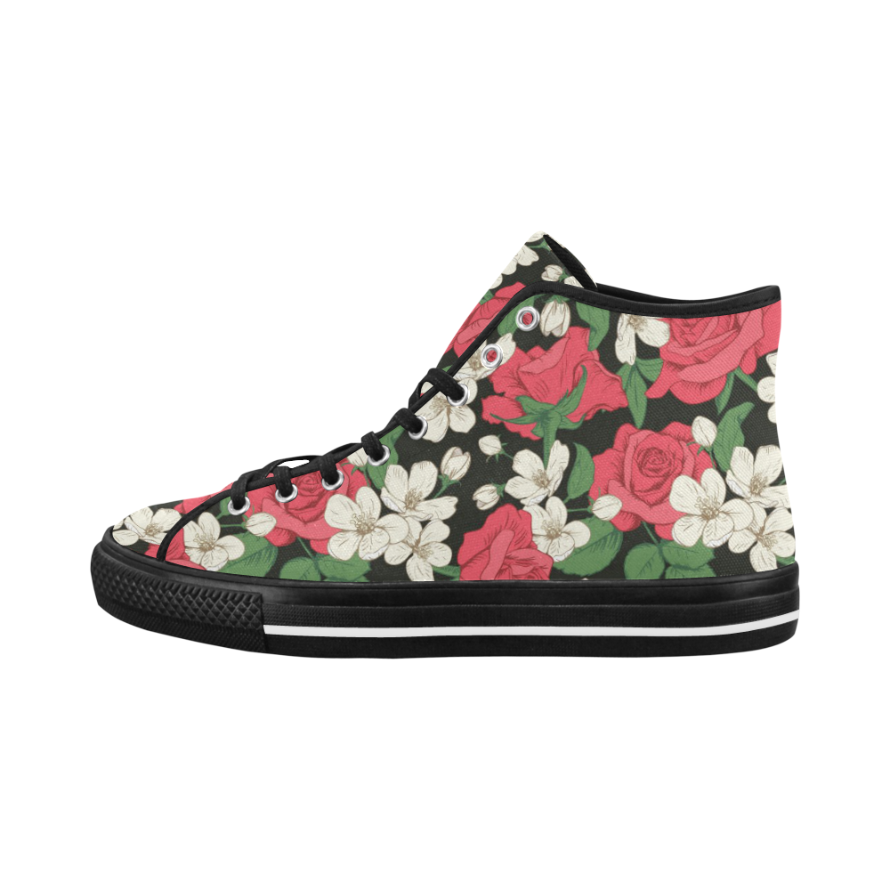 Pink, White and Black Floral Vancouver H Men's Canvas Shoes/Large (1013-1)
