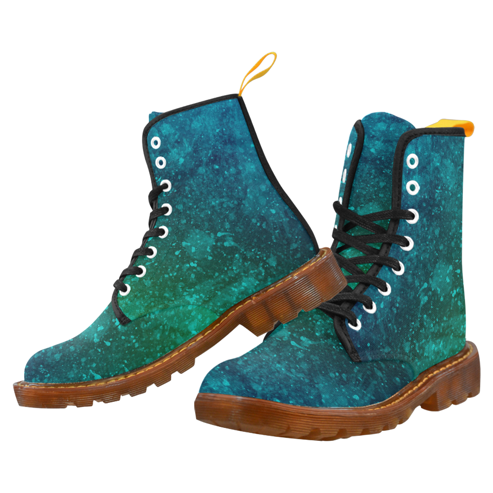 Blue and Green Abstract Martin Boots For Women Model 1203H