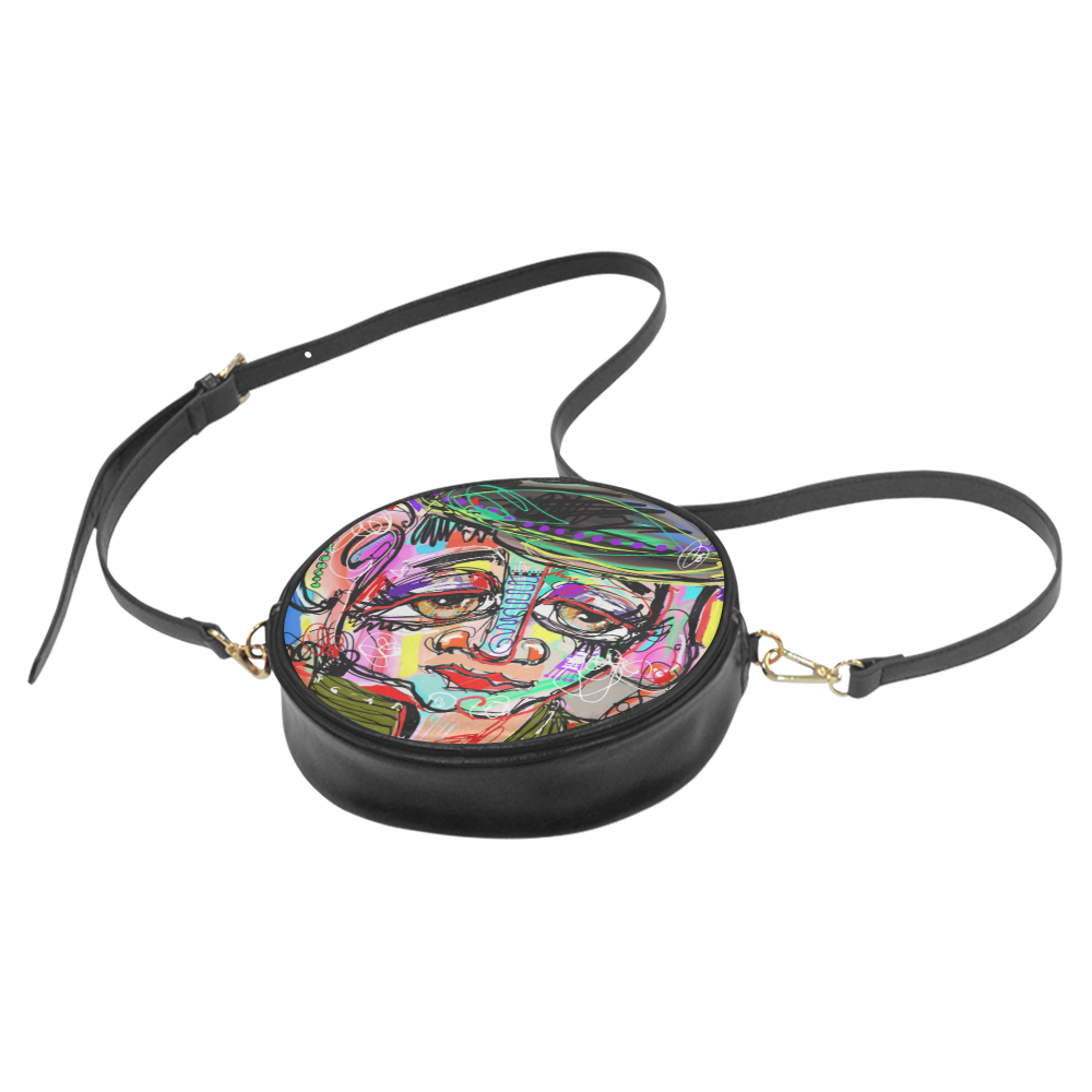 Contemporary Art Human Face Round Sling Bag (Model 1647)