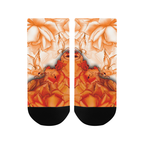 Sorf red flowers with butterflies Men's Ankle Socks