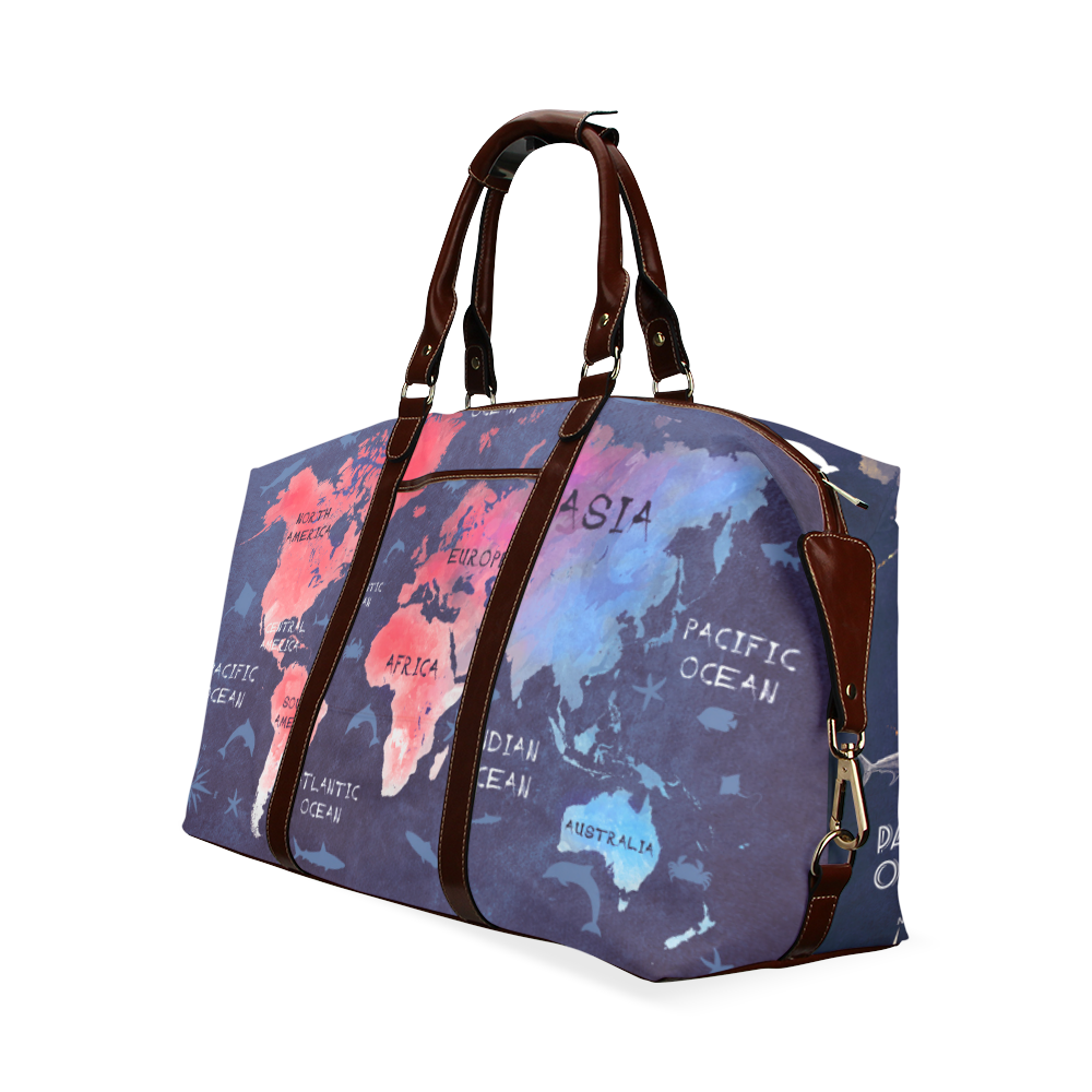 ocean world map bag Classic Travel Bag (Model 1643) Remake