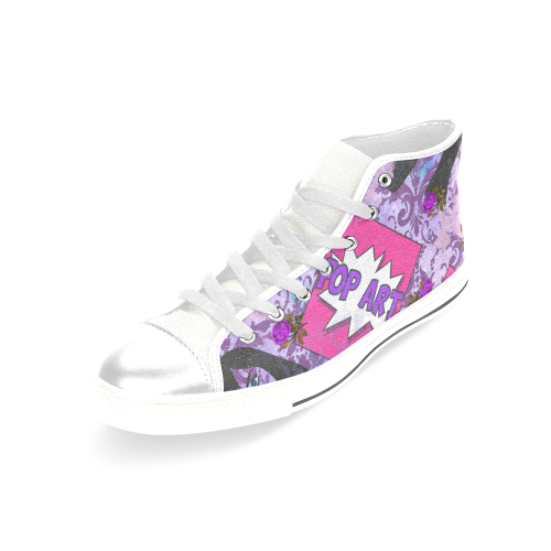 purple retro pop Women's Classic High Top Canvas Shoes (Model 017)