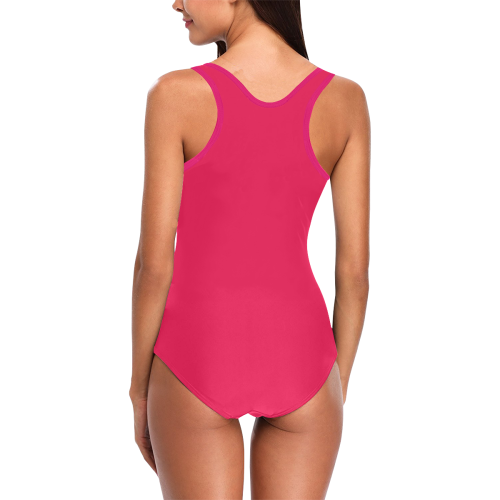 Solid Hot Pink Vest One Piece Swimsuit (Model S04)