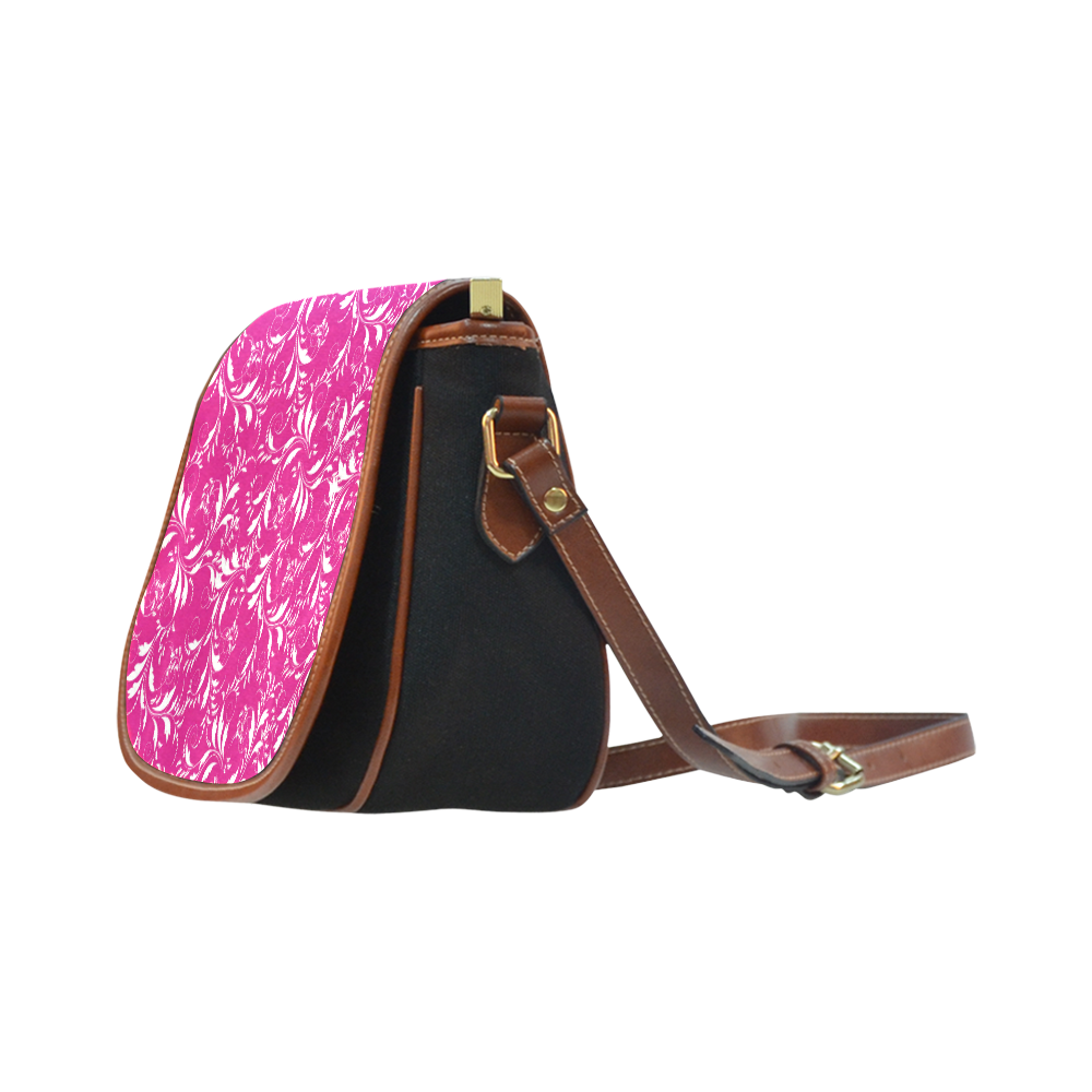 Fancy Floral Pattern Saddle Bag/Small (Model 1649)(Flap Customization)