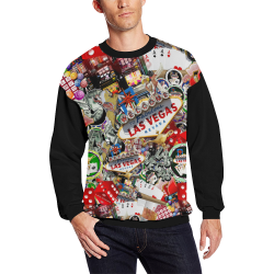 Gamblers Delight - Las Vegas Icons Vest Style  Black All Over Print Crewneck Sweatshirt for Men/Large (Model H18)