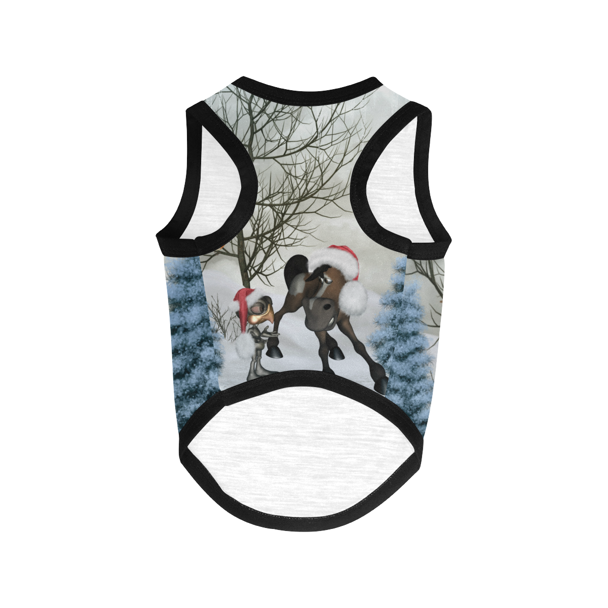 Christmas cute bird and horse All Over Print Pet Tank Top