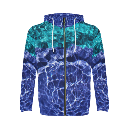 Electric Blue Globes All Over Print Full Zip Hoodie for Men (Model H14)