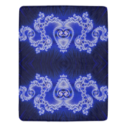 Blue and White Hearts  Lace Fractal Abstract Ultra-Soft Micro Fleece Blanket 54''x70''