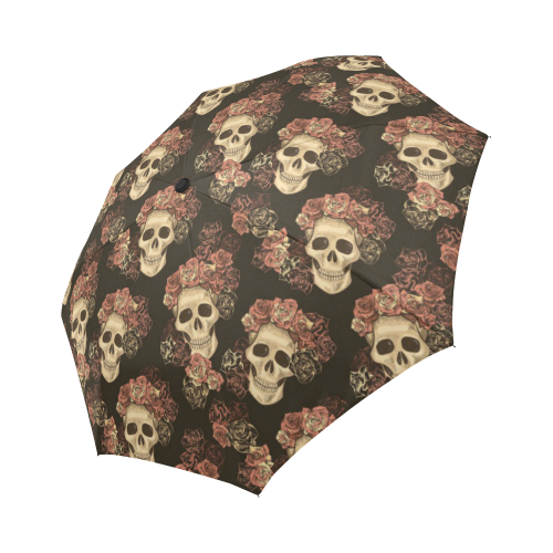 Skull and Rose Pattern Auto-Foldable Umbrella (Model U04)