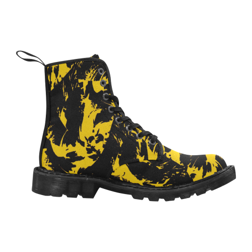 Black and Yellow Paint Splatter Graffiti Martin Boots for Men (Black) (Model 1203H)