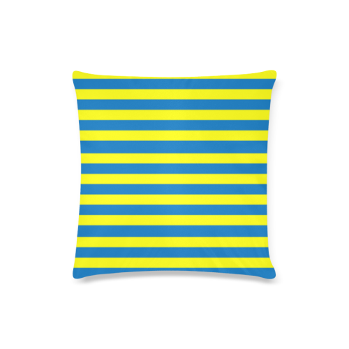 Yellow Blue Stripes Custom Zippered Pillow Case 16"x16"(Twin Sides)