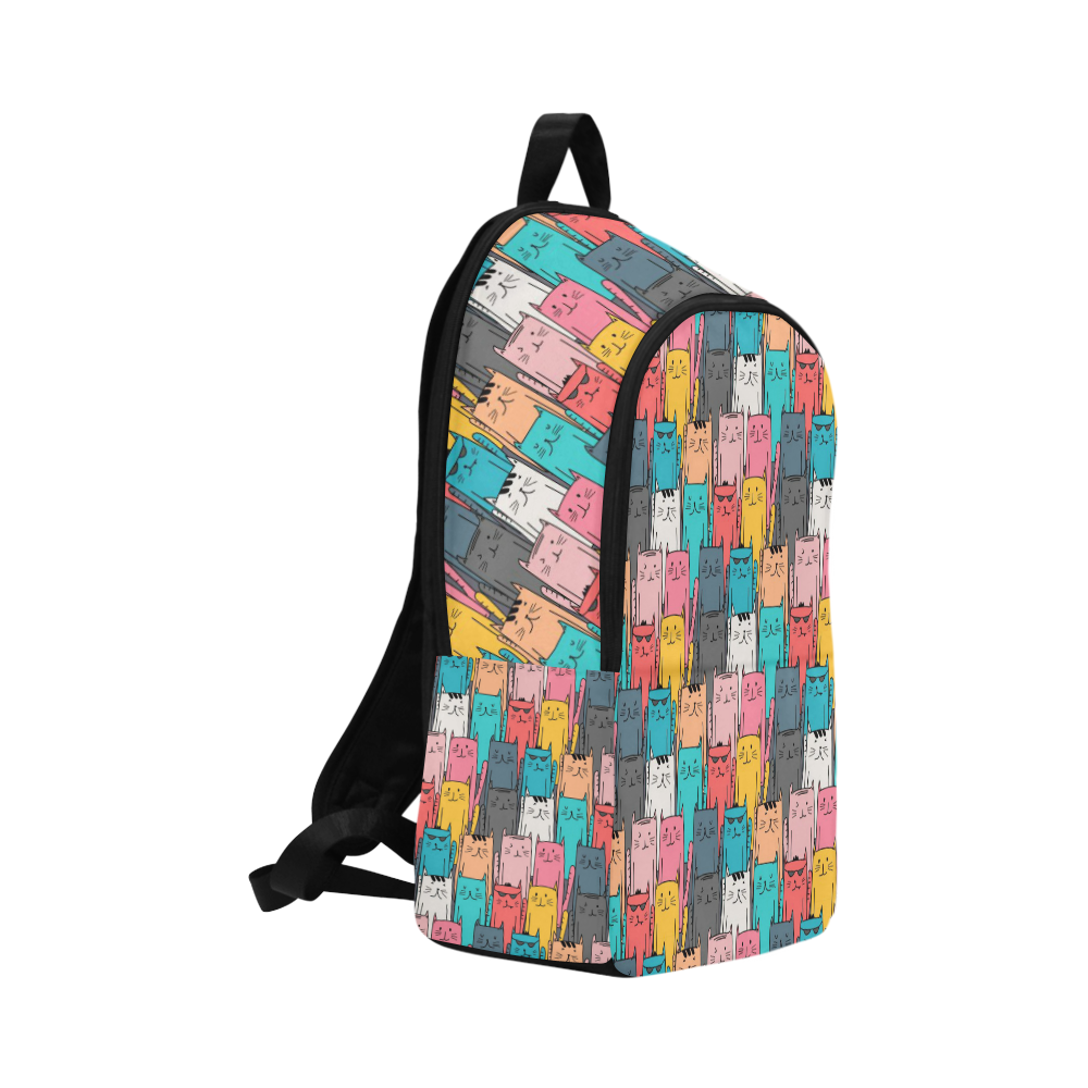 Cartoon Cat Pattern Fabric Backpack for Adult (Model 1659)
