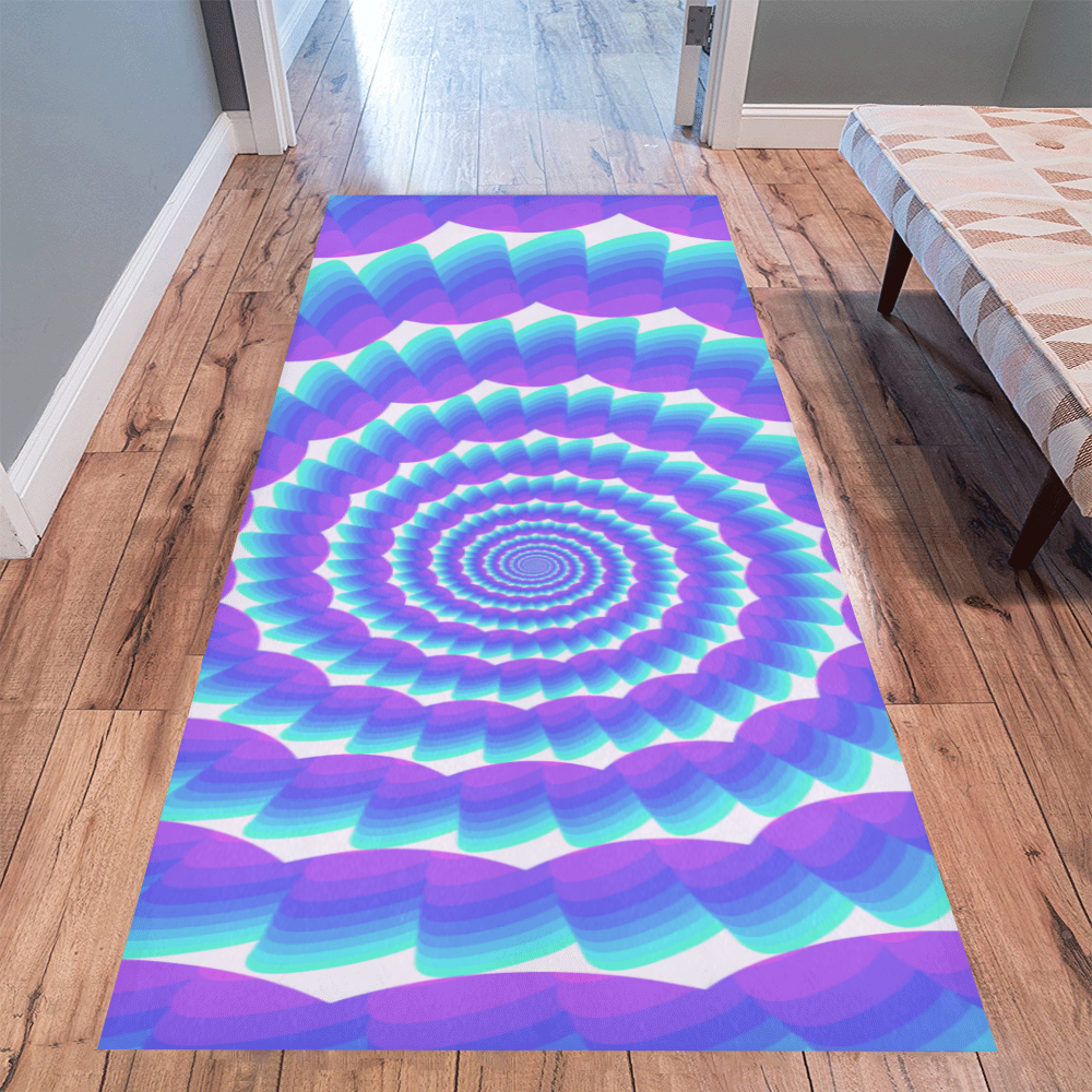 Blue and pink spiral Area Rug 9'6''x3'3''