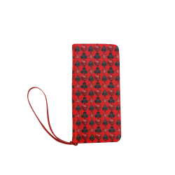 Black and Red Casino Poker Card Shapes on Red Women's Clutch Wallet (Model 1637)