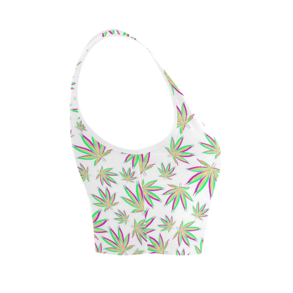 420 Weed Print Women's Crop Top (Model T42)