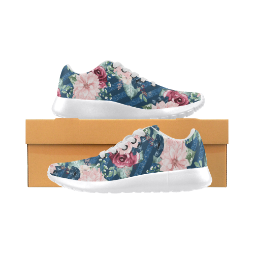 Burgundy Shoes, Watercolor Flowers Women’s Running Shoes (Model 020)