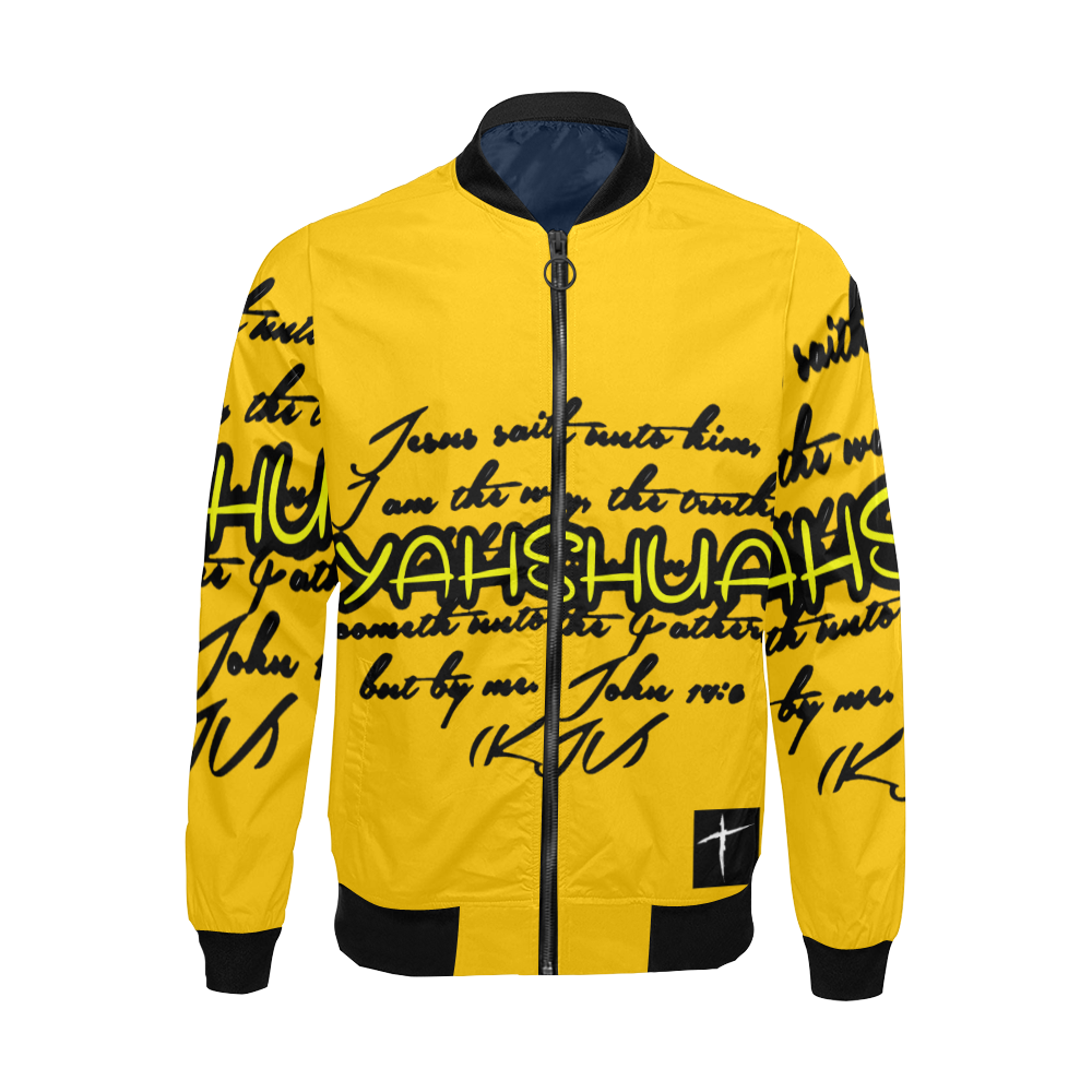 Yahshua Yellow All Over Print Bomber Jacket for Men (Model H19)