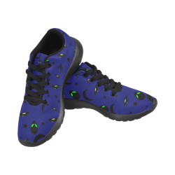 Alien Flying Saucers Stars Pattern (Black Laces) Men's Running Shoes/Large Size (Model 020)