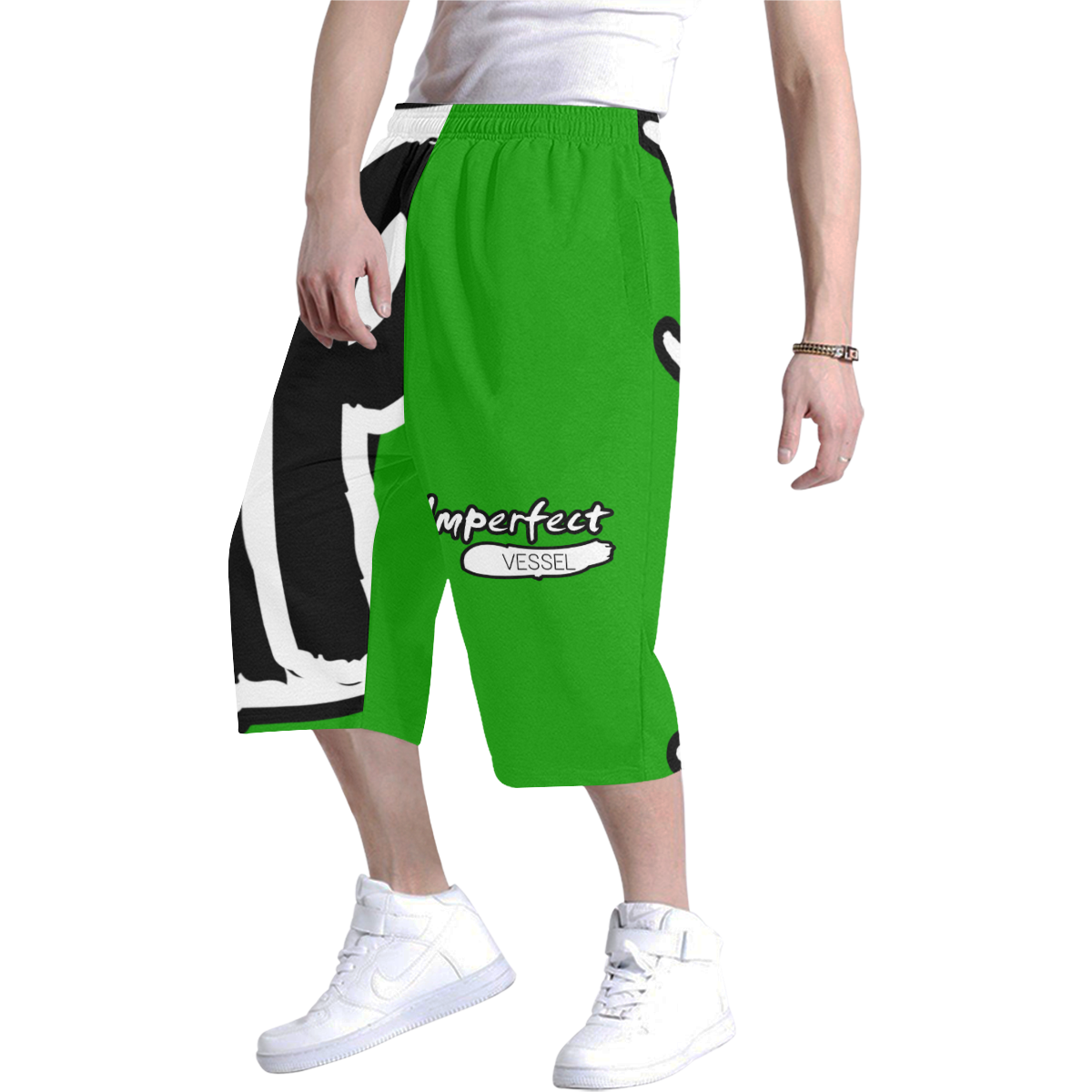 Green Men's All Over Print Baggy Shorts (Model L37)
