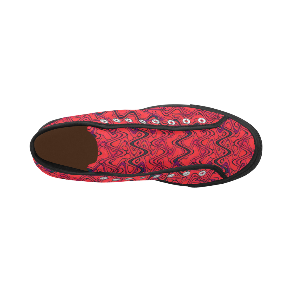 Red and Black Waves pattern design Vancouver H Men's Canvas Shoes (1013-1)
