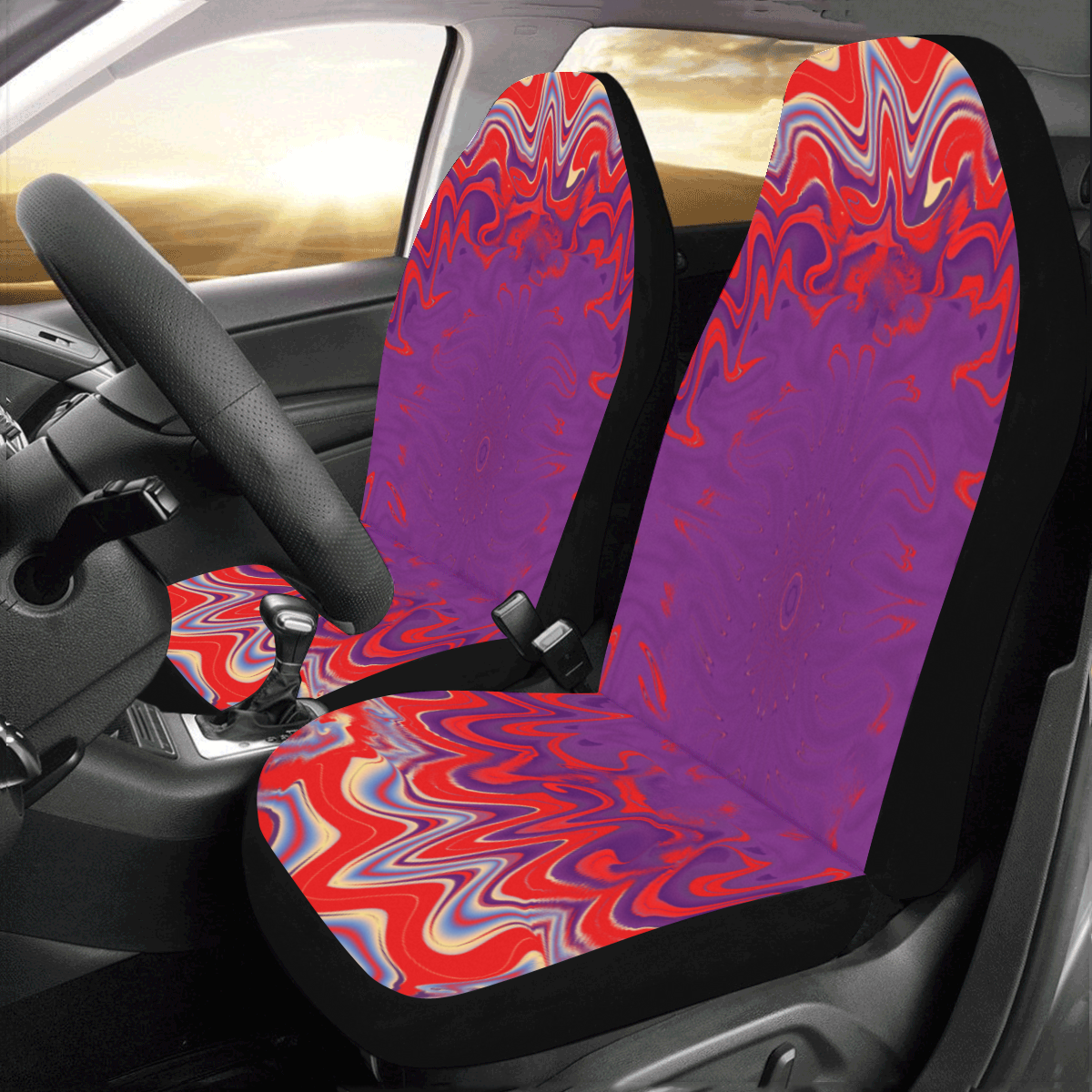 Red-Purple Blossom Car Seat Covers (Set of 2)