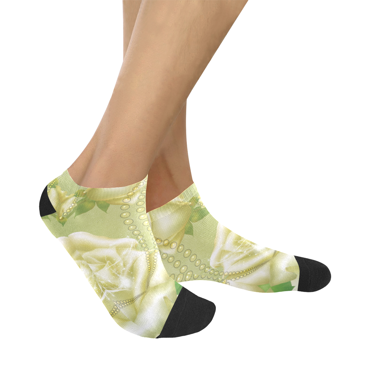 Beautiful soft green roses Women's Ankle Socks