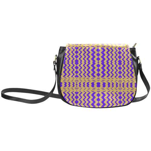 Purple Yellow Modern  Waves Lines Classic Saddle Bag/Small (Model 1648)