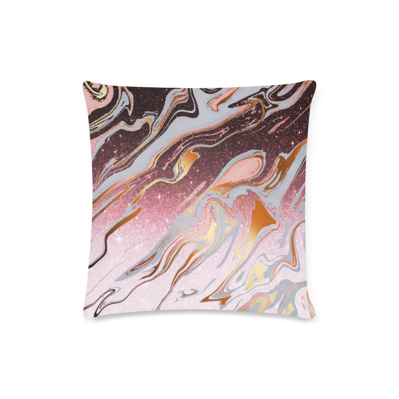 Rose gold glitter marble Custom Zippered Pillow Case 16"x16" (one side)
