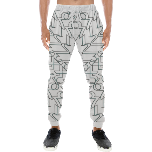 NUMBERS Collection 1234567 White/Outline Men's All Over Print Sweatpants (Model L11)