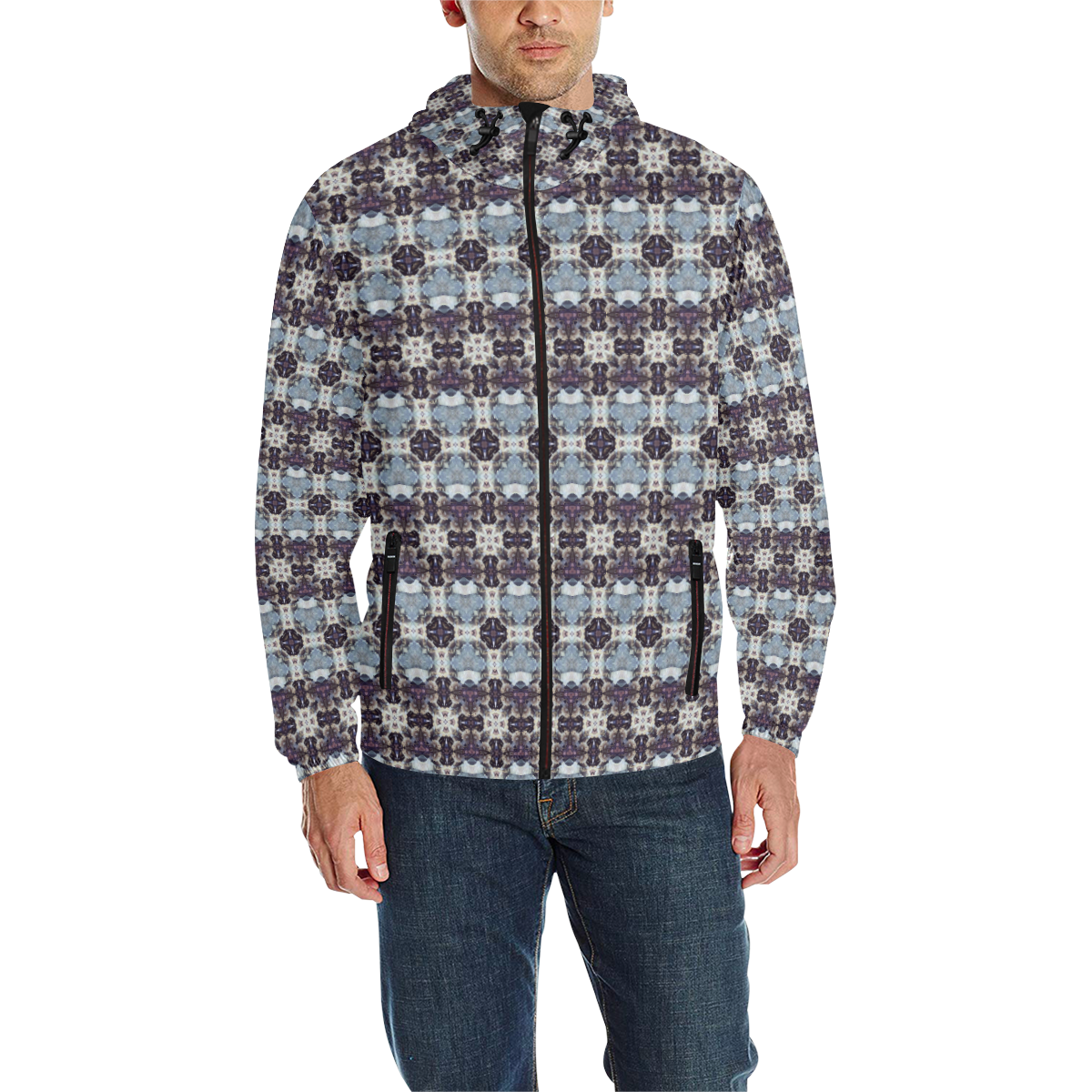 budding heart 1c14b All Over Print Quilted Windbreaker for Men (Model H35)