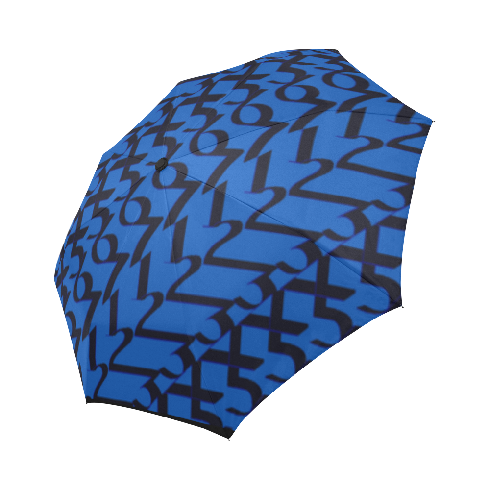 NUMBERS Collection 1234567 Blue/Black Auto-Foldable Umbrella (Model U04)